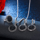 Vintage Black Crystal Jewelry Set