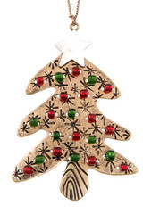 Beaded christmas tree long necklace set