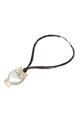 Two tone owl pendant necklace