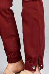 Ladies fashion waist button elastic hem w/snap button cargo pants