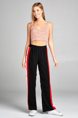 Ladies fashion sleeveless double scoop neck 2ply stripe rayon spandex top