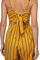 Stripe Back Self-tie Jumpsuit