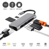 New Type C hub Card Reader 8 In 1 Type C SD USB3.0 Lan RJ45 Adapter 2 HDMI VGA Ethernet for Macbook Pro #Y