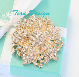 Gold Wedding Brooch, Vintage Crystal Brooch