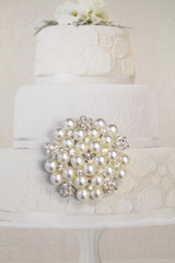 Wedding Brooch, Rose Gold Pearl Bridal Brooch