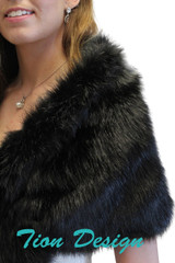 Bridal faux fur stole Black, Faux fur wrap, bridal wrap,