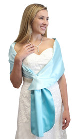 Aqua & Turquoise Reversible Satin Evening Wrap