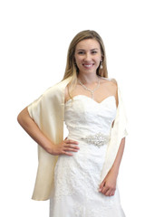 Champagne- Ivory Reversible Satin Evening Wrap