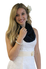 Lace Bridal Bolero Wedding Shawl Navy Blue
