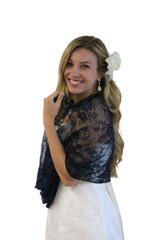 Lace Bridal Bolero Wedding Shawl Navy Blue