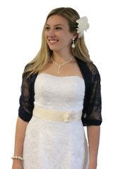 Lace Bridal Bolero Wedding Shawl Navy Blue