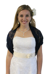Lace Bridal Bolero Wedding Shawl Navy Blue