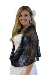 Lace Bridal Bolero Wedding Shawl Navy Blue
