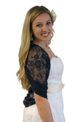 Lace Bridal Bolero Wedding Shawl Navy Blue