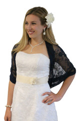 Lace Bridal Bolero Wedding Shawl Navy Blue