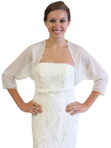 Ivory Navy Blue Chiffon Jacket, Chiffon Wedding jacket
