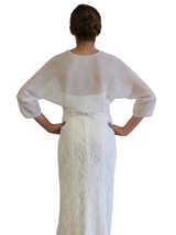 Ivory Navy Blue Chiffon Jacket, Chiffon Wedding jacket
