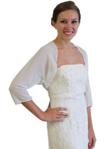Ivory Navy Blue Chiffon Jacket, Chiffon Wedding jacket