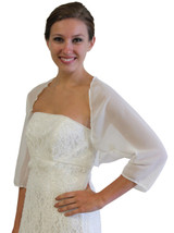 Ivory Navy Blue Chiffon Jacket, Chiffon Wedding jacket