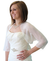 Ivory Navy Blue Chiffon Jacket, Chiffon Wedding jacket
