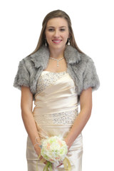 Bridal Bridal Faux Fur Bolero Jacket 680F-Gray, bridal bolero, bridal fur shrug
