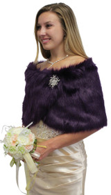 Purple Faux Fur Wedding Wrap, Bridal Fur Shrug, Fur Stole, Fur Shawl