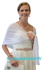 Bridal Shawl Wrap Chiffon Scarf, Evening Wedding Stole White