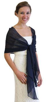 Chiffon Wedding Shawl Navy Blue