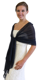 Chiffon Wedding Shawl Navy Blue