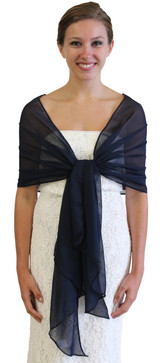Chiffon Wedding Shawl Navy Blue