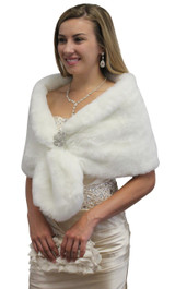 Bridal fur stole, Ivory faux fur stole,  wedding faux fur shawl wrap