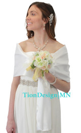 Ivory-White Reversible Satin Evening Wrap