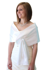 Ivory-White Reversible Satin Evening Wrap