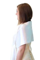Ivory-White Reversible Satin Evening Wrap