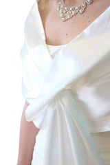 Ivory-White Reversible Satin Evening Wrap