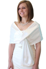 Ivory-White Reversible Satin Evening Wrap