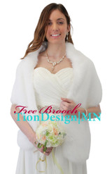 White faux fur stole, bridal fur wrap, wedding fur shawl, faux fur shrug