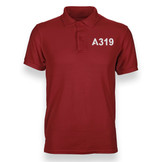 A319 Flat Text Designed Polo T-Shirts