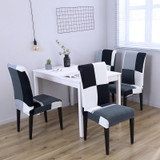 4pc Spandex Stretch Minimalist Black White Plaids Pattern Chair Protective Slipcover Case Anti-dirty Elastic Dining Chair Covers