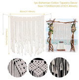 QIFU Boho Wedding Decor Wedding Photo Backdrop Cotton Handmade Wall Hanging DIY Room Wedding Decoration Rustic Party Supplies