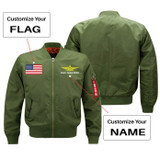 Custom Flag & Name with Badge 3 Designed Pilot Jackets