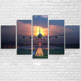 Super Boeing 747 Landing During Sunset Printed Multiple Canvas Poster
