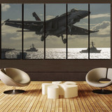 Deparing Jet from Sea Base Printed Canvas Prints (5 Pieces)