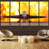 Face to Face with Air Force Jet & Flames Printed Canvas Prints (5 Pieces)