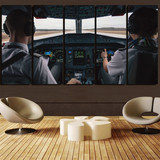 Departing Aircraft's Cockpit Printed Canvas Prints (5 Pieces)