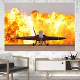 Face to Face with Air Force Jet & Flames Printed Canvas Posters (1 Piece)