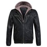 PU Leather Hooded Bomber Pilot Style Jackets
