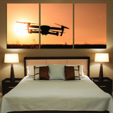 Amazing Drone in Sunset Printed Canvas Posters (3 Pieces)