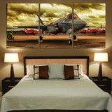 Fighting Falcon F35 at Airbase Printed Canvas Posters (3 Pieces)