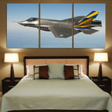 Cruising Fighting Falcon F35 Printed Canvas Posters (3 Pieces)